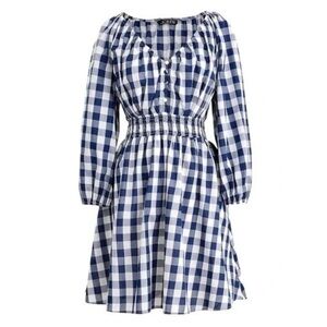 🔥 J. Crew navy and white gingham summer dress XS new